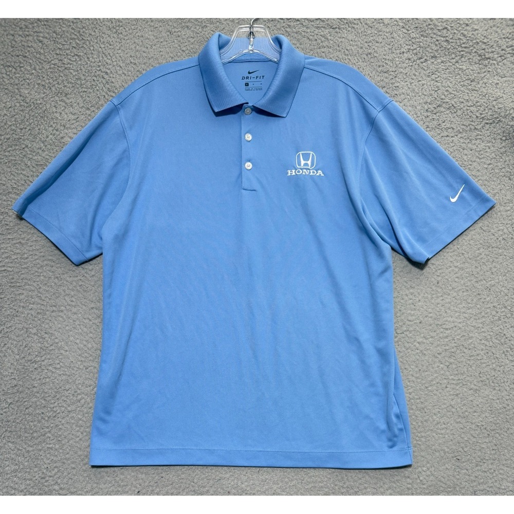 Helpful Honda Dealer Nike Dri-FIT Logo Embroidered Blue Polo Shirt Men's MEDIUM